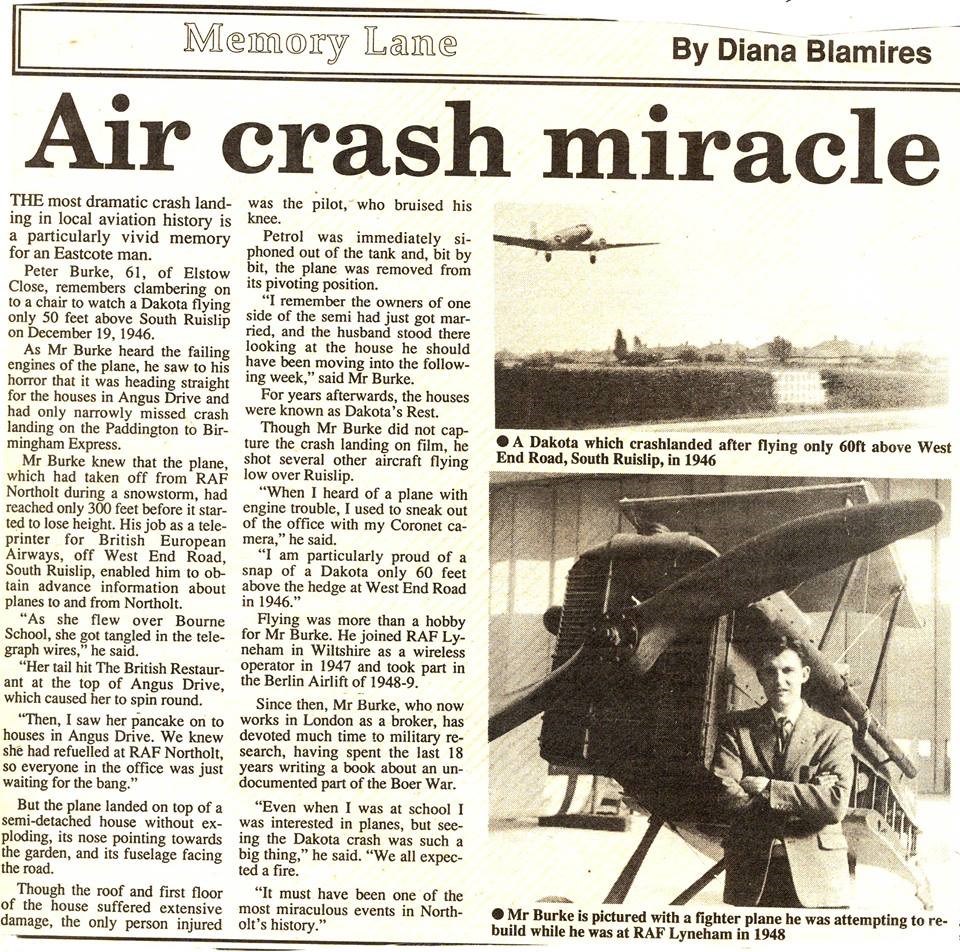 Dakota crash in Ruislip