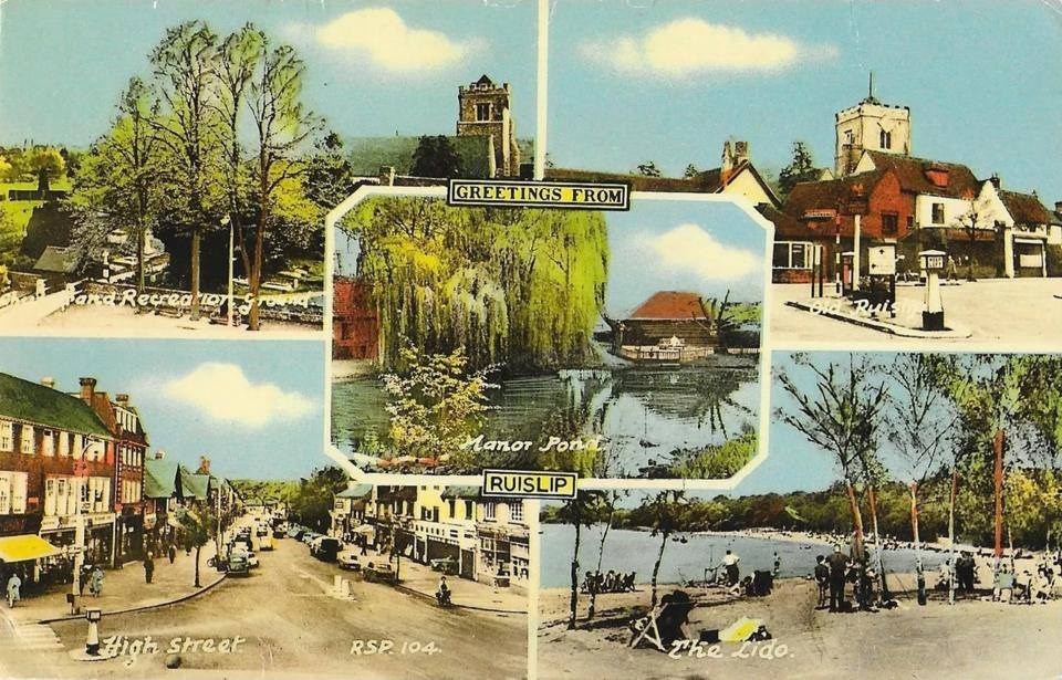 Ruislip Multi  View Colour Postcard