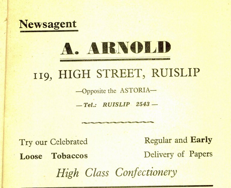 Arnold Newsagent Ruislip High Street
