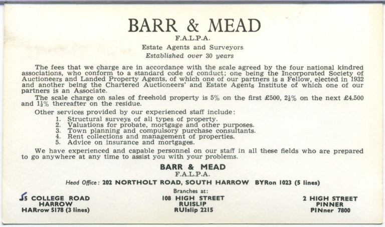 Bar and Mead Business Card Reverse